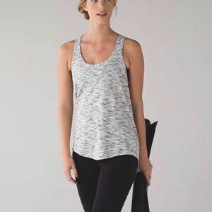 Lululemon Sun Singlet II Gray white Running Top exercise sleeveless Athletic 10